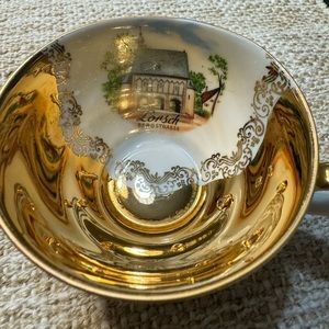 Vintage gold plated espresso coffee cup with a saucer Bareuther Bavaria Lorsch